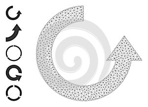 Web Mesh Rotate Up Icon with Simple Symbols
