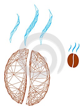 Web Mesh Smell Coffee Bean Vector Icon