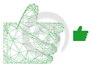 Web Mesh Thumb Up Vector Icon