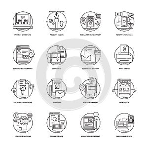 Web and Mobile App Development Line Icons 2