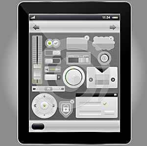 Web and mobile interface elements and tablet pc