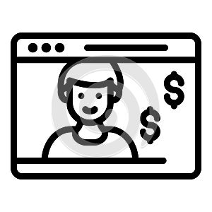 Web money estimation icon, outline style