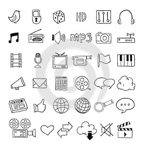 Web multimedia icons set - vector illustration photo