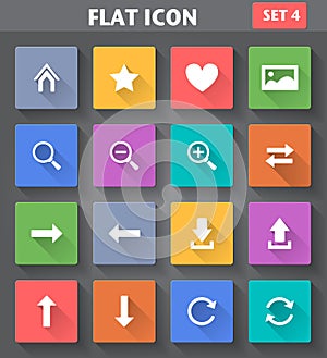 Web Navigation Icons set in flat style with long s