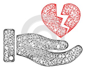 Web Net Hand Offer Broken Heart Vector Icon