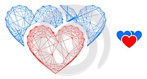 Web Net Love Hearts Vector Icon
