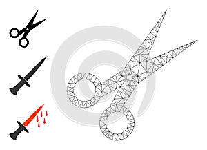 Web Net Scissors Vector Icon and Additional Icons