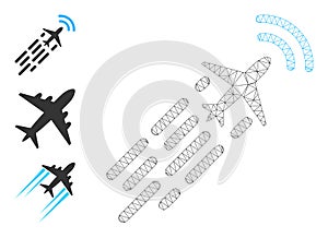 Web Net Supersonic Airplane Flight Vector Icon and Other Icons