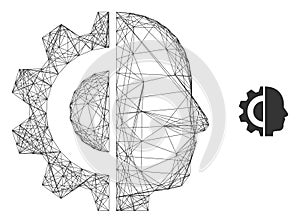 Web Network Cyborg Head Vector Icon