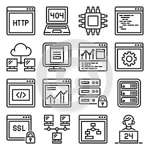 Web and Network Hosting Icons Set. Vector