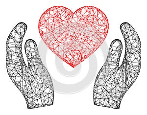 Web Network Romantic Heart Care Hands Vector Icon