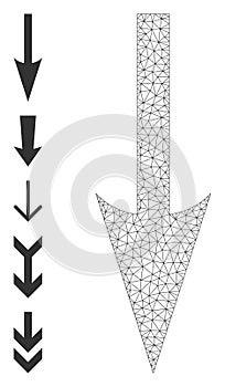 Web Network Sharp Arrow Down Icon with Simple Symbols