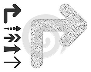 Web Network Turn Right Icon with Simple Symbols