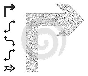 Web Network Turn Right Icon with Simple Symbols