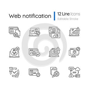 Web notifications linear icons set