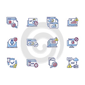 Web notifications RGB color icons set