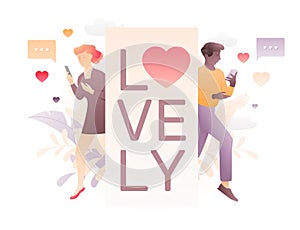 Web Online Dating Vector Concept