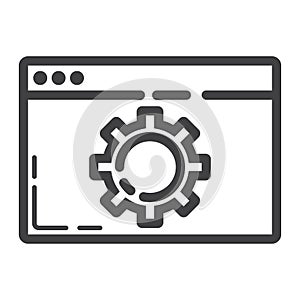 Web optimization line icon, seo and development