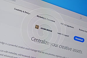 Web page of adobe bridge product on official website on the display of PC