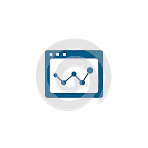 Web Page Analysis BlueIcon On White Background. Blue Flat Style Vector Illustration