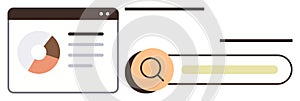 Web Page Analytics and Data Search Concept with Graph and Magnifying Glass