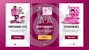 Web Page Banners Design Vector. Business Graphic. Future Energy Project. Cartoon Team. Increase Experience. Illustration