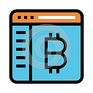 Web page bitcoin color line icon