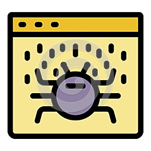 Web page bug icon color outline vector