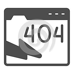 Web page with connection error solid icon, pcrepair concept, error connection vector sign on white background, error