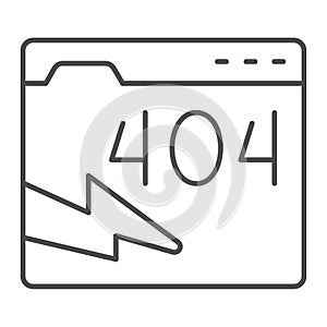 Web page with connection error thin line icon, pcrepair concept, error connection vector sign on white background, error