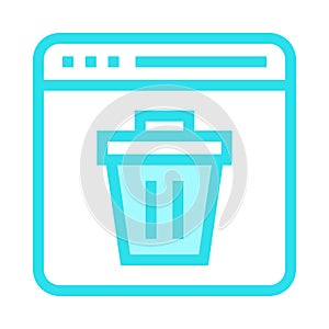 Web page delete color line icon
