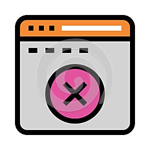Web page delete color line icon
