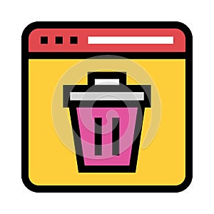Web page delete color line icon