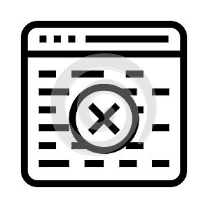 Web page delete vector line icon