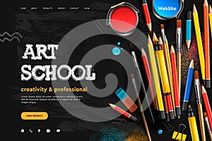 Web page design template for Art School, studio, course, class, education. Modern design vector illustration concept for