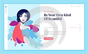 Web page design template for beauty, spa, wellness, natural products, cosmetics, body care, healthy lif