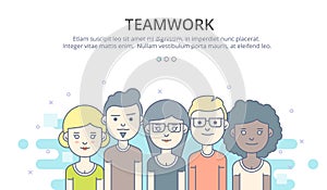 Web page design template of company profile, teamwork, corporate business workflow, career opportunities, team skills