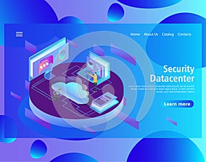 Web page design template for hosting and data center, big data processing