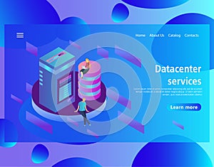 Web page design template for hosting and data center, big data processing