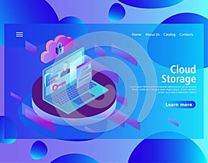Web page design template for hosting and data center, big data processing