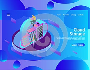 Web page design template for hosting and data center, big data processing
