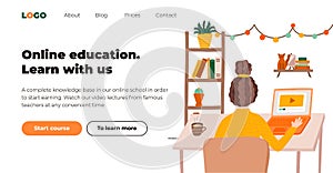 Web page design template for online education and digital learning. Trendy design concept. Education internet technology. Online