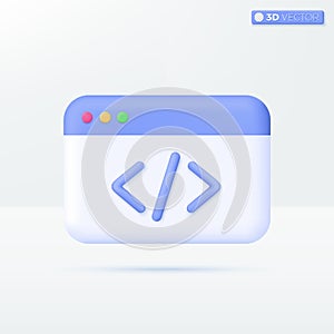 Web page Development icon symbols. Coding language, Programming, Software concept. 3D vector isolated illustration design. Cartoon