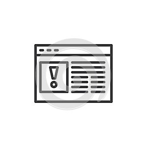 Web page error line icon