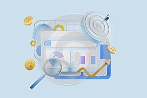Web page with financial data, pie chart and graphs