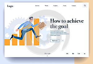 Web page flat design template for achievement goals