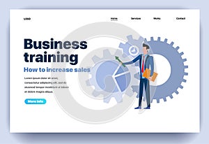 Web page flat design template for business training