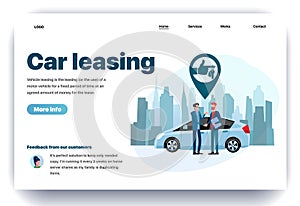 Web page flat design template for car leasing