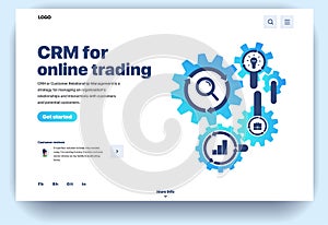 Web page flat design template CRM for online trading