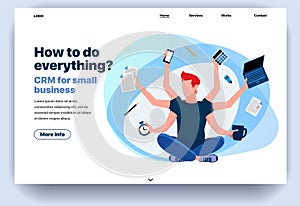 Web page flat design template CRM for small business